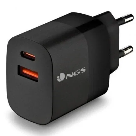 NGS Cargador de Pared BUD45W 45W Dual USB-C y USB-A Negro